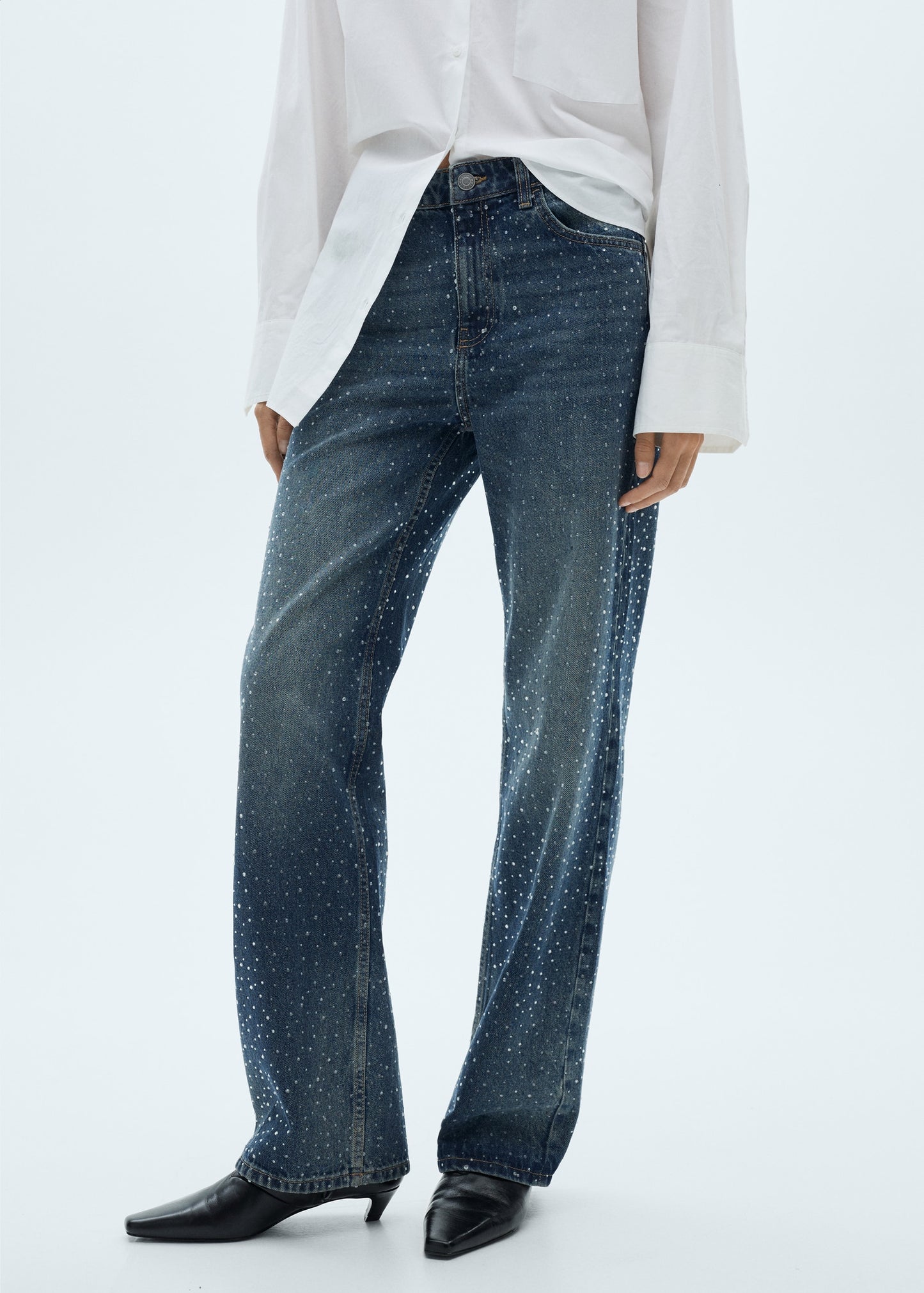 SparkleLine™ - Straight-Fit Jeans Met Strassdetails