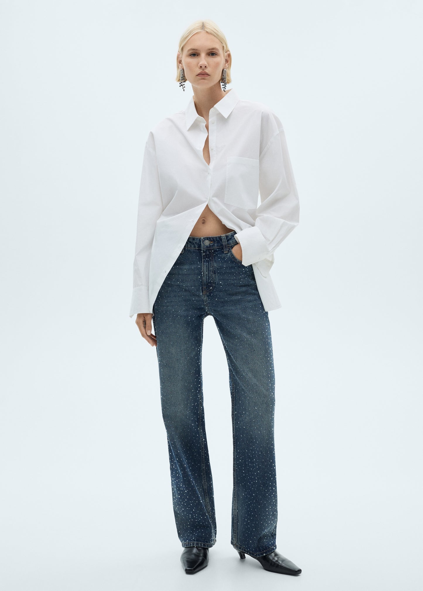 SparkleLine™ - Straight-Fit Jeans Met Strassdetails