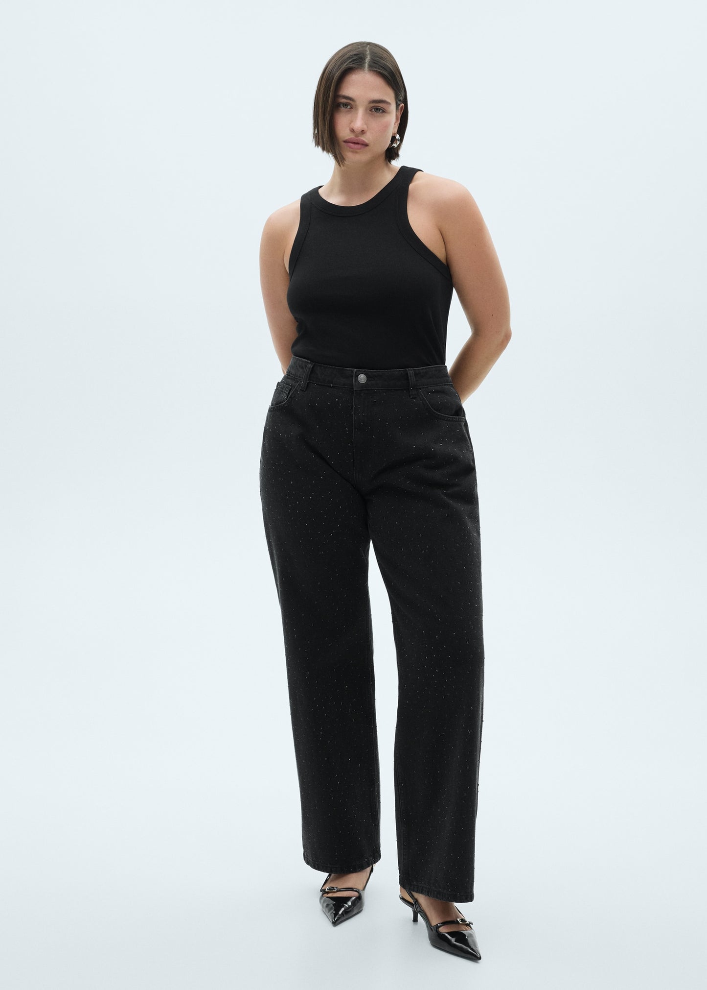 SparkleLine™ - Straight-Fit Jeans Met Strassdetails