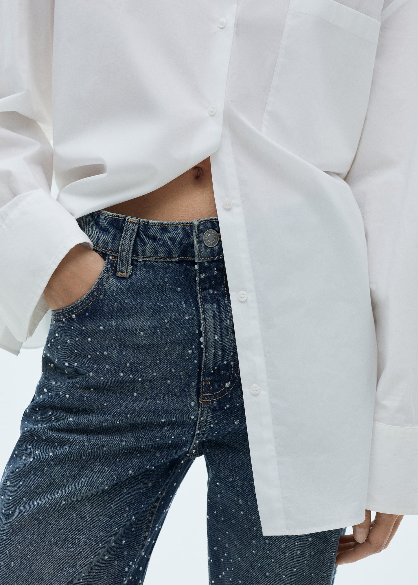 SparkleLine™ - Straight-Fit Jeans Met Strassdetails