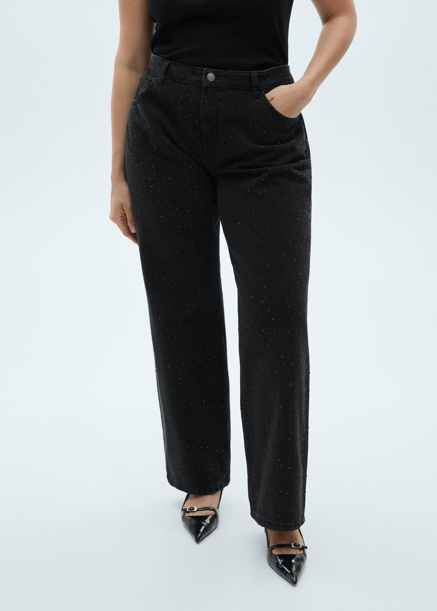 SparkleLine™ - Straight-Fit Jeans Met Strassdetails