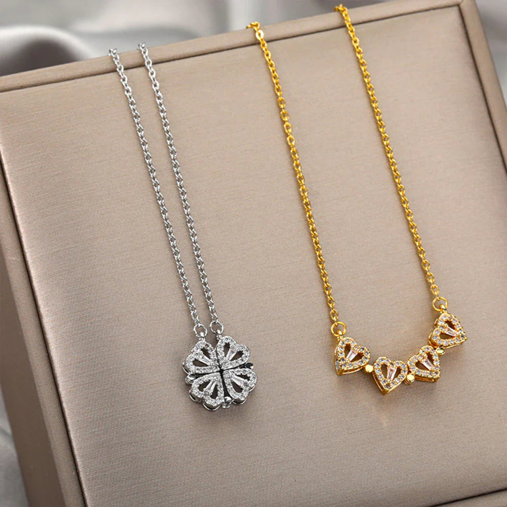 VitaCharm™ - Stijlvolle Klaver-naar-Hart Hanger Ketting