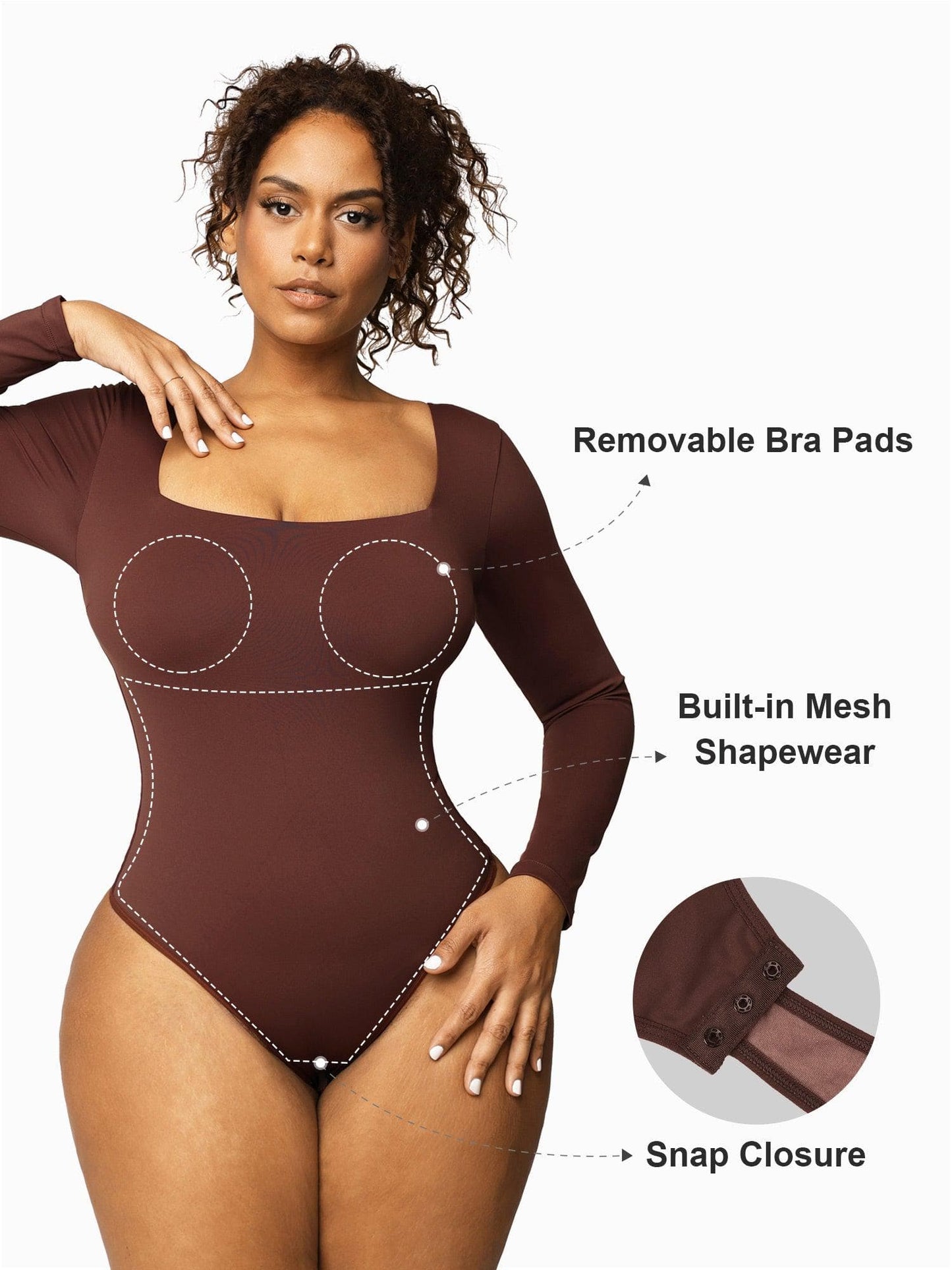 ClassiShape™ Naadloze Bodysuit Met Lange Mouwen