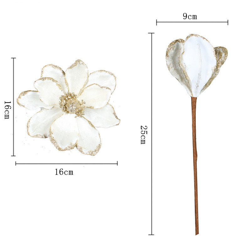 Set van 5 Prachtige Glanzende Kunstkerstbloemen