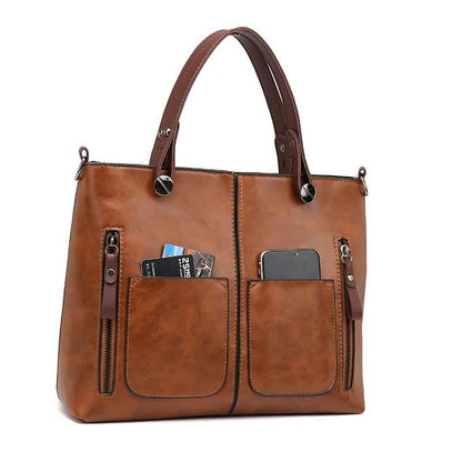 Luxo™ - Oude lederen schouderhandtas