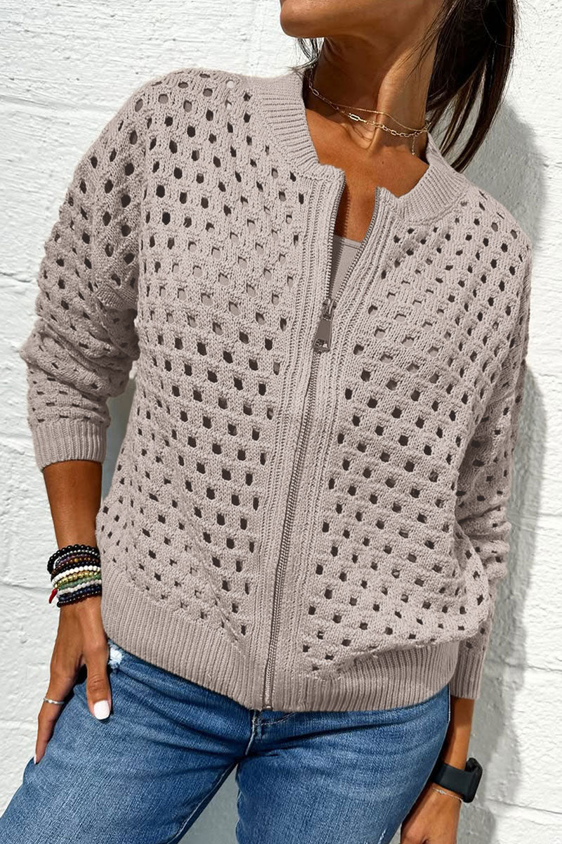 AirWeave™ Gebreide Ritssluiting Jas – Licht & Stijlvol