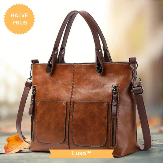Luxo™ - Oude lederen schouderhandtas