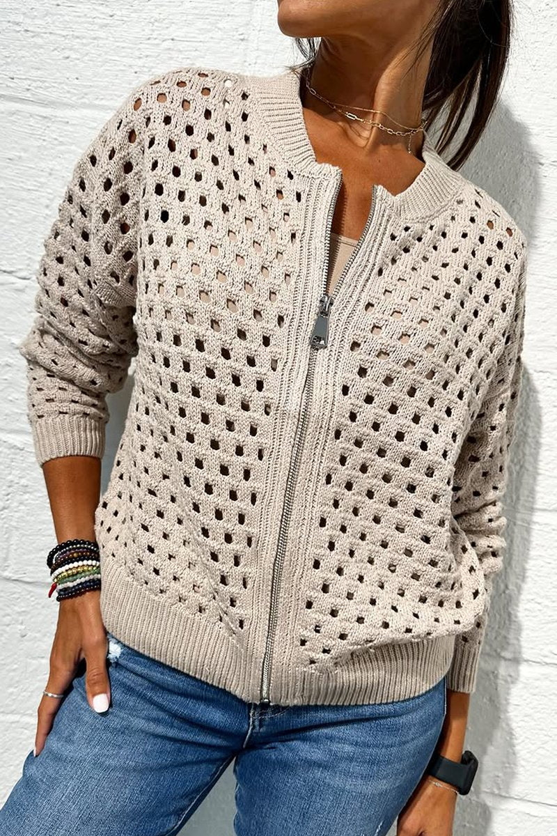 AirWeave™ Gebreide Ritssluiting Jas – Licht & Stijlvol