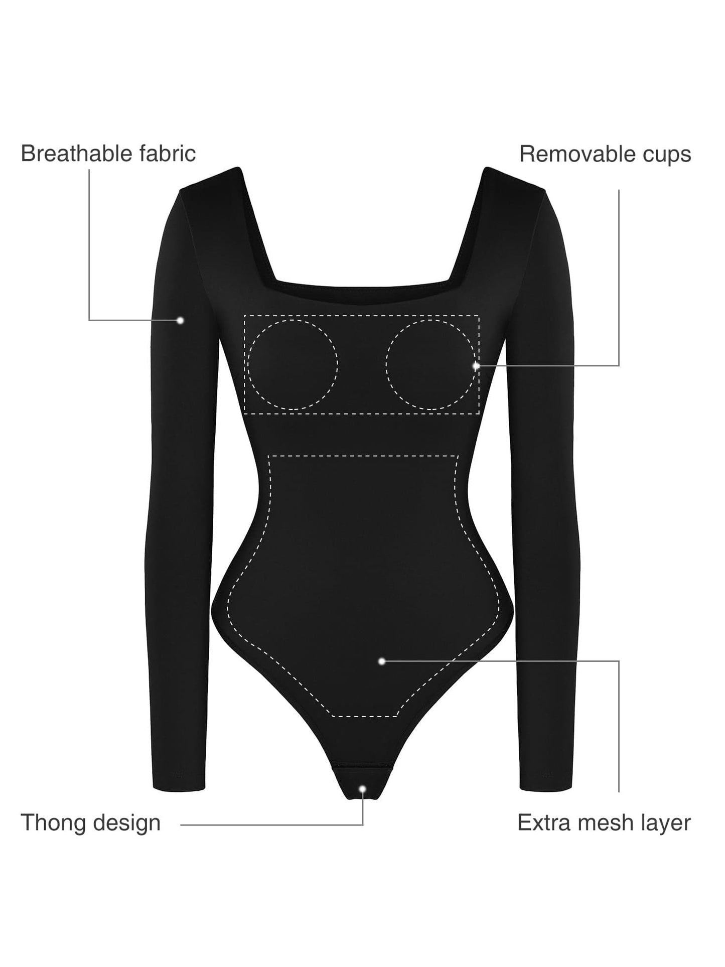 ClassiShape™ Naadloze Bodysuit Met Lange Mouwen